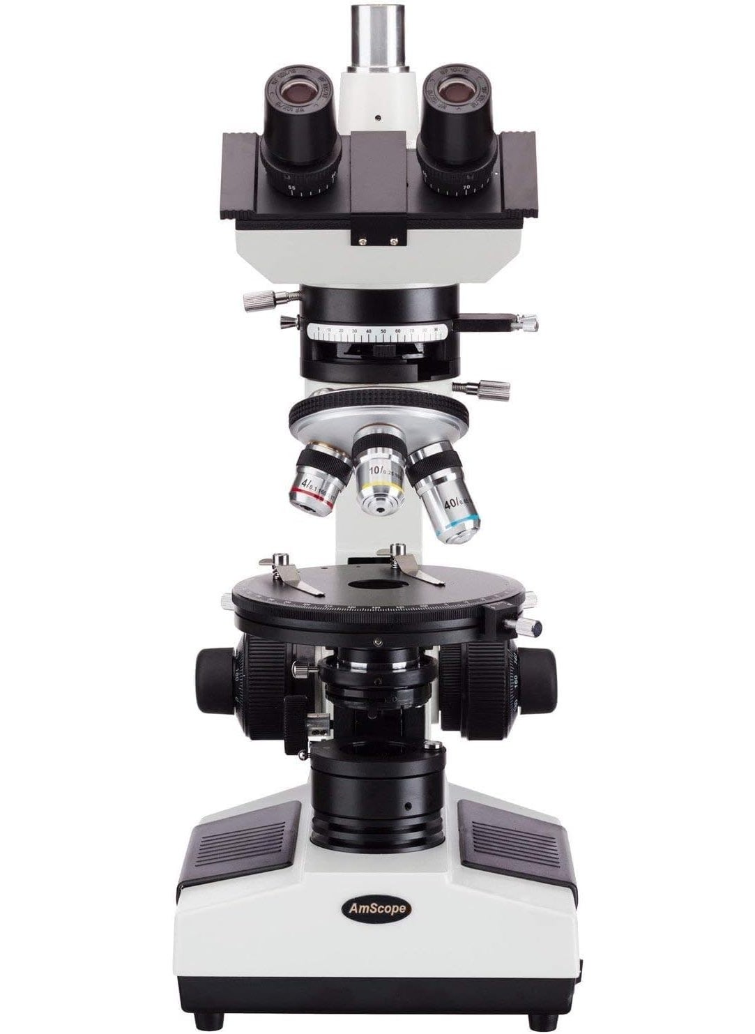 AmScope - AmScope PZ200TA Polarizing Trinocular Microscope WF10x and WF16x Eyepieces 40X640X Magnification StrainFree Plan Achromatic Objectives Polarizing and Brightfield Configurations Halogen Illumination Bertrand Lens Abbe Condenser Round Graduated Stage 110V - Image 1
