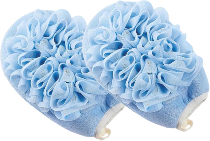 ECVV 2 Pack Exfoliating Glove Body Scrubber, Double Sided Shower Scrubbing Mitt, Bath Shower Sponge, Dead Skin Remover, Shower Loofahs Mesh Balls Body Wash Bathroom for Men Women