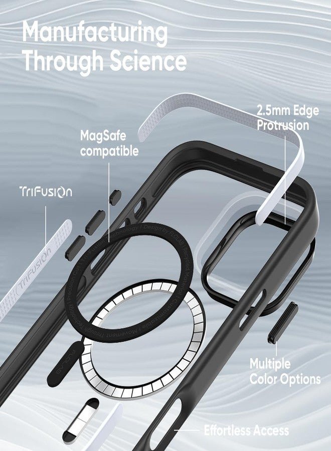 FLOLAB Surtect Tri-Fusion Magnetic for iPhone 16 Pro Max Case Protective Slim Design Magsafe Compatible Military Grade - Black Clear Black - Image 3