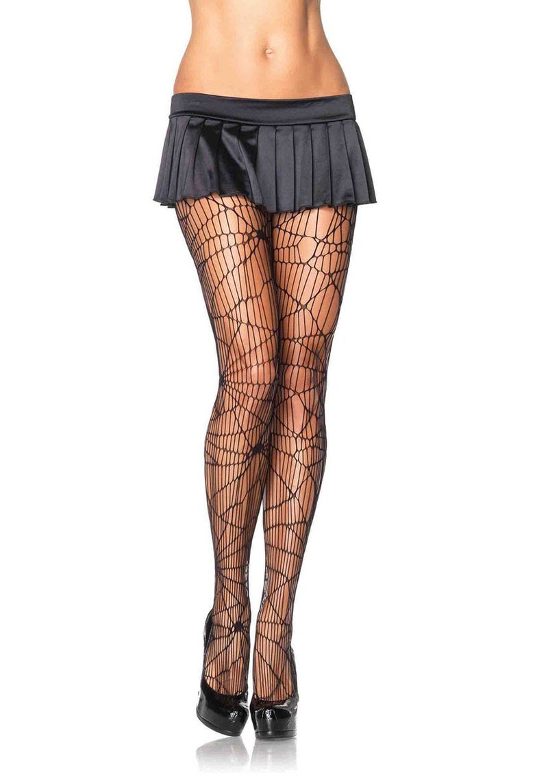 Leg Avenue Women's-Spiderweb Net Tights, Black Distressed, One Size - Image 1