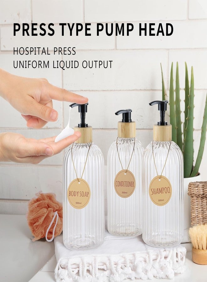 DEROANBOTT A set of Three Shampoo and Shower gel Dispensers, Reusable Shower Soap Dispenser - Large Capacity 16.9 ounces, Empty Plastic Bottle Shower Soap Dispenser With Waterproof label - Image 3