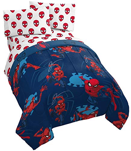 Jay Franco Marvel Spiderman Spidey Daze 4 Piece Twin Bed Set  Includes Reversible Comforter  Sheet Set Bedding  Super Soft Fade Resistant Microfiber Official Marvel Product