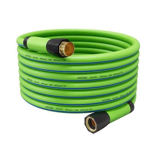 YOTOO Heavy Duty Hybrid Garden Hose 5/8-Inch by 50-Feet 150 PSI Water Hose, Kink Resistant, Flexible with Swivel Grip Handle and 3/4" GHT Solid Brass Fittings, Green+Blue - Image 1