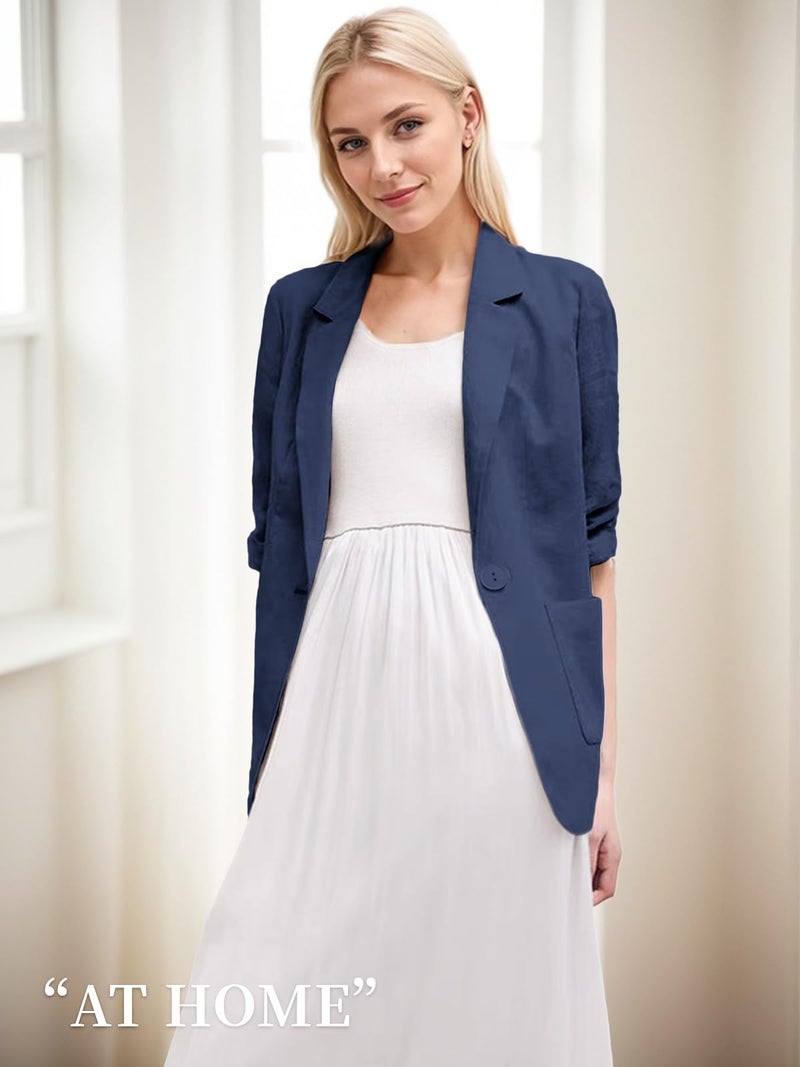 Mina Self Womens Fashion Casual Light Jacket Shirts for Women Dressy Casual Ladies Business Cute Women's Cardigans Blue S - Image 3
