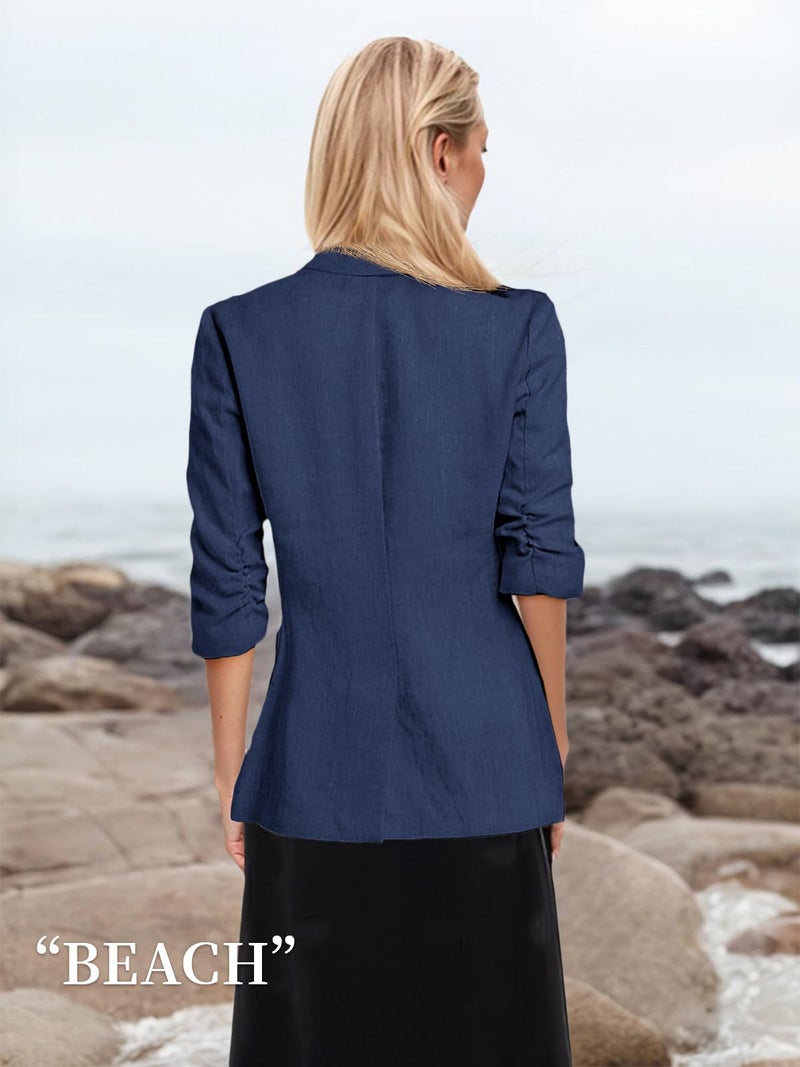 Mina Self Womens Fashion Casual Light Jacket Shirts for Women Dressy Casual Ladies Business Cute Women's Cardigans Blue S - Image 5