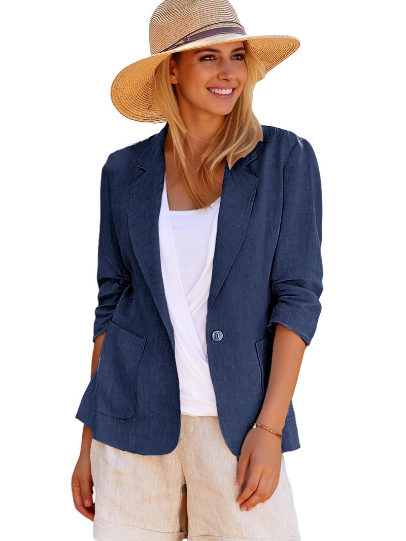 Mina Self Womens Fashion Casual Light Jacket Shirts for Women Dressy Casual Ladies Business Cute Women's Cardigans Blue S - Image 1