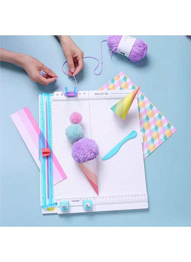 Kw-trio 13095 Paper Trimmer Scoring Board 7 in 1 Craft Paper Cutter Blades Scoring Tool with Paper Folding for Making Photo Scrapbooking Gift Card Label Cardstock 12 x 12 inch  - Image 3