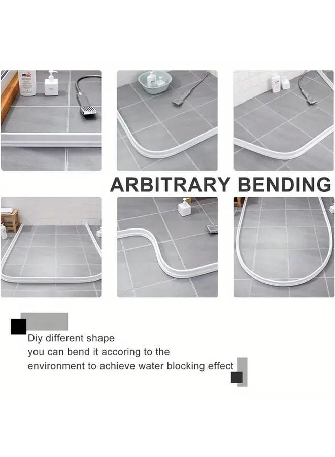 White Self Adhesive Silicone Wet Room Floor Seal 2m 78 74in Shower Barrier For Water Overflow Prevention - Image 5