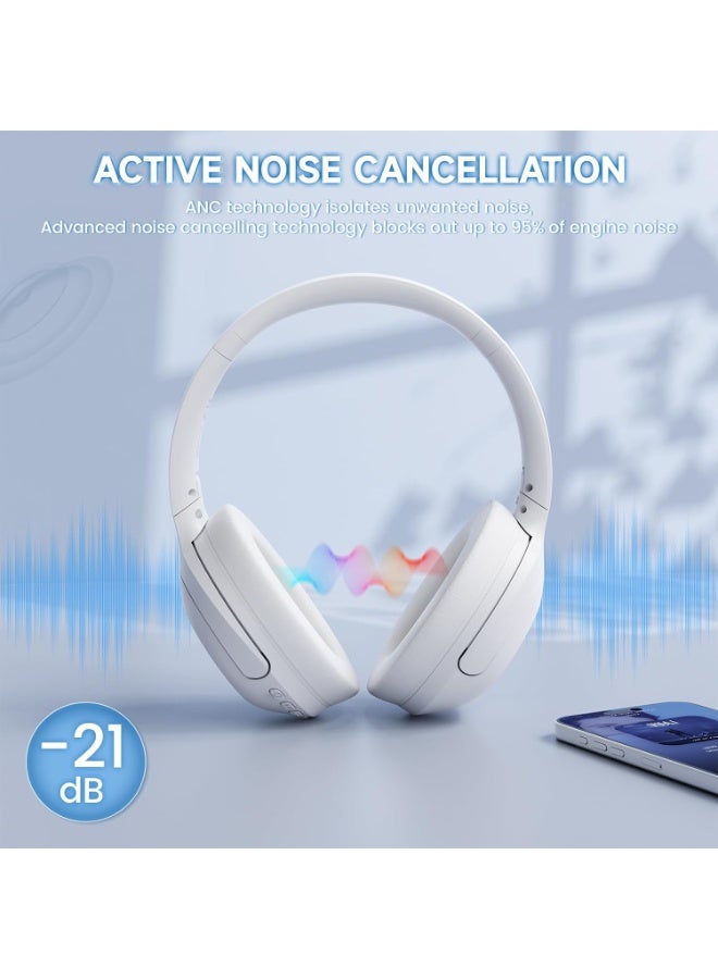 ATTACK SHARK G300 Wireless Over-Ear Headphones with Active Noise Cancelling,Bluetooth 5.3,40H Playtime,Deep Bass HD Stereo Sound,Built-in Mic,Comfortable Design for Travel/Home Office/Gaming (White) - Image 3