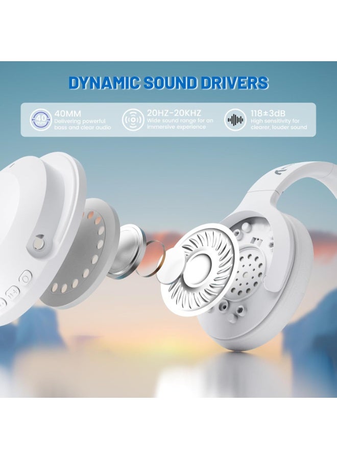 ATTACK SHARK G300 Wireless Over-Ear Headphones with Active Noise Cancelling,Bluetooth 5.3,40H Playtime,Deep Bass HD Stereo Sound,Built-in Mic,Comfortable Design for Travel/Home Office/Gaming (White) - Image 4