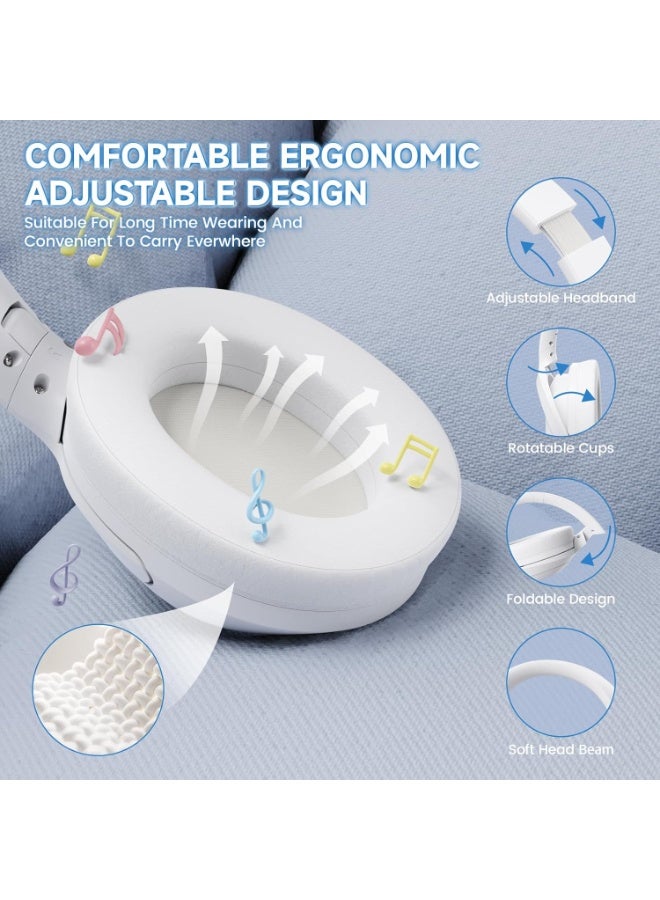 ATTACK SHARK G300 Wireless Over-Ear Headphones with Active Noise Cancelling,Bluetooth 5.3,40H Playtime,Deep Bass HD Stereo Sound,Built-in Mic,Comfortable Design for Travel/Home Office/Gaming (White) - Image 5