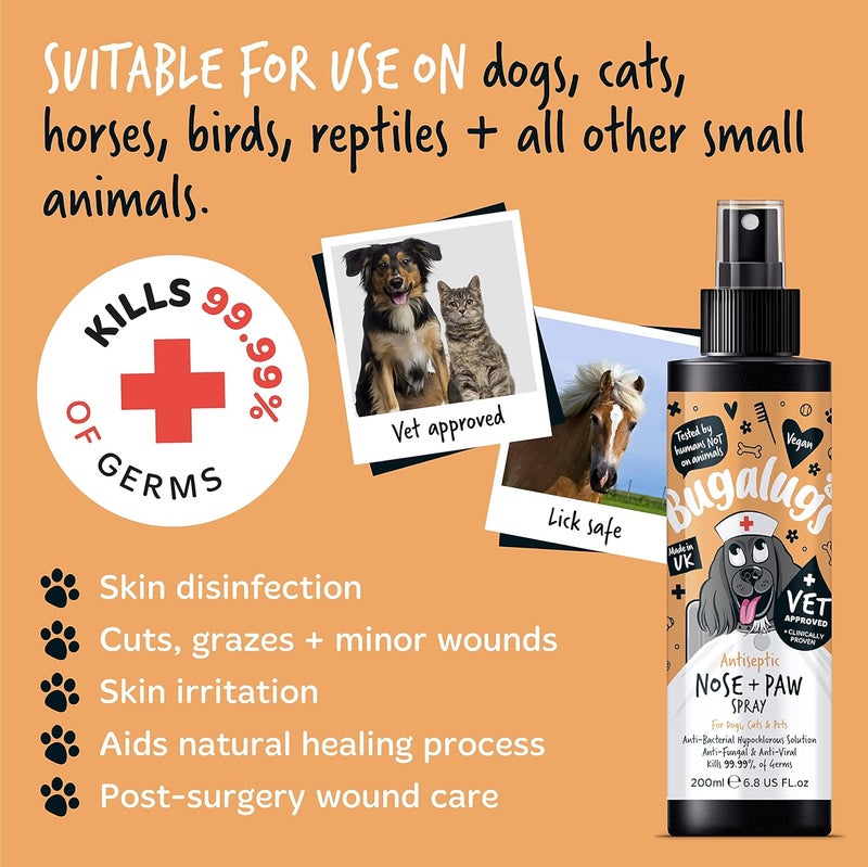 Bugalugs Antiseptic Paw & Nose Spray for Pets - 200ML - Image 3