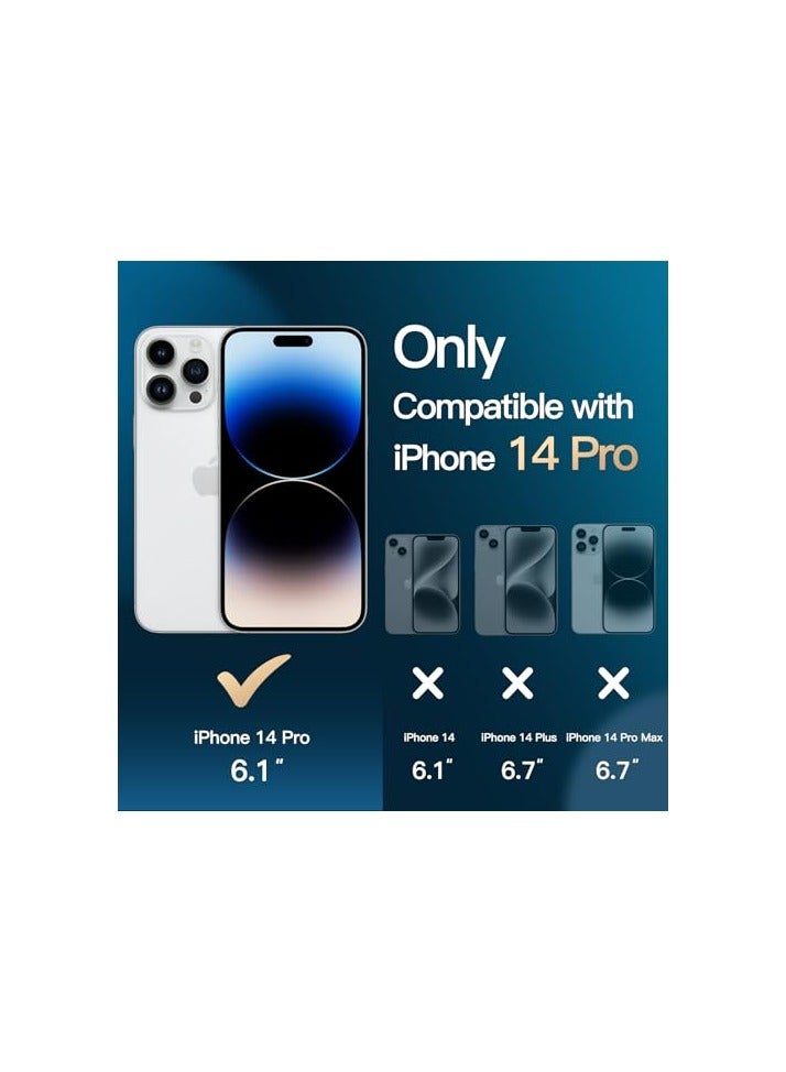 جي تيك حافظة JETech 5 في 1 مغناطيسية لهاتف iPhone 14 Pro مقاس 6.1 بوصة مع واقي شاشة من الزجاج المقوى وواقي عدسة الكاميرا، متوافق مع MagSafe، غطاء هاتف ممتص للصدمات (شفاف) - Image 3