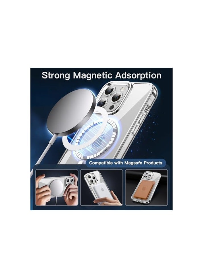 جي تيك حافظة JETech 5 في 1 مغناطيسية لهاتف iPhone 14 Pro مقاس 6.1 بوصة مع واقي شاشة من الزجاج المقوى وواقي عدسة الكاميرا، متوافق مع MagSafe، غطاء هاتف ممتص للصدمات (شفاف) - Image 4