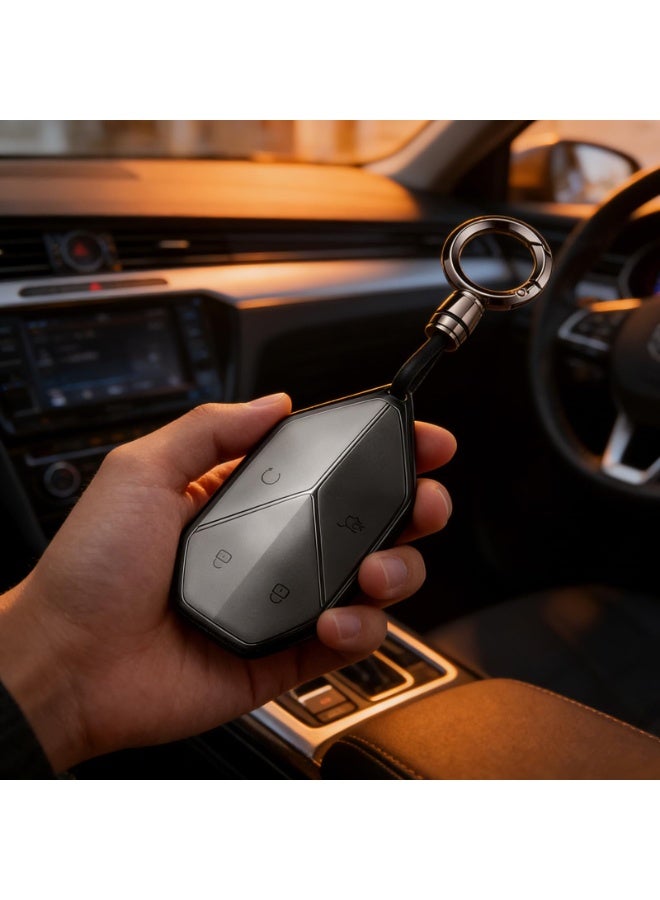 إكسسوارات مفتاح BYD Leopard 5 – حامل حماية ذكي من TPU مع سلسلة مفاتيح لـ Leopard 5/8 – إكسسوارات سيارة مضادة للخدش لسلسلة BYD Leopard (أسود) - Image 4