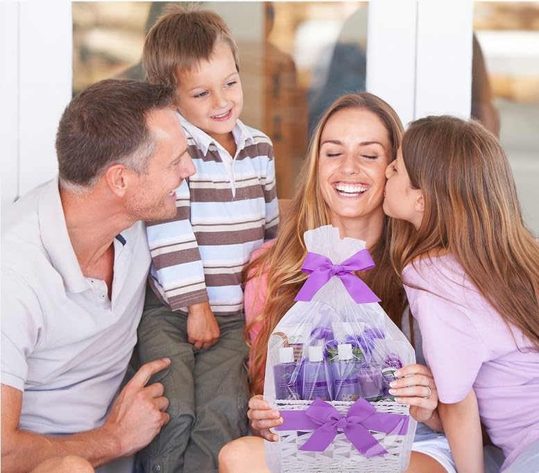 Purelis Lavender Spa Gift Basket for Birthday Gifts for Women, Beauty Basket Home Spa Basket 20 pc Set Includes Body Lotion, Bath Bombs & More! Spa Gifts for Her - Image 3