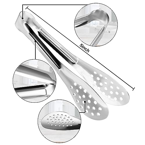 XEVOM 10PCS Serving Tongs, Small Kitchen Tongs,XEVOM Stainless Steel small Appetizer Tongs Mini Sugar Ice (5 Inch) - Image 2