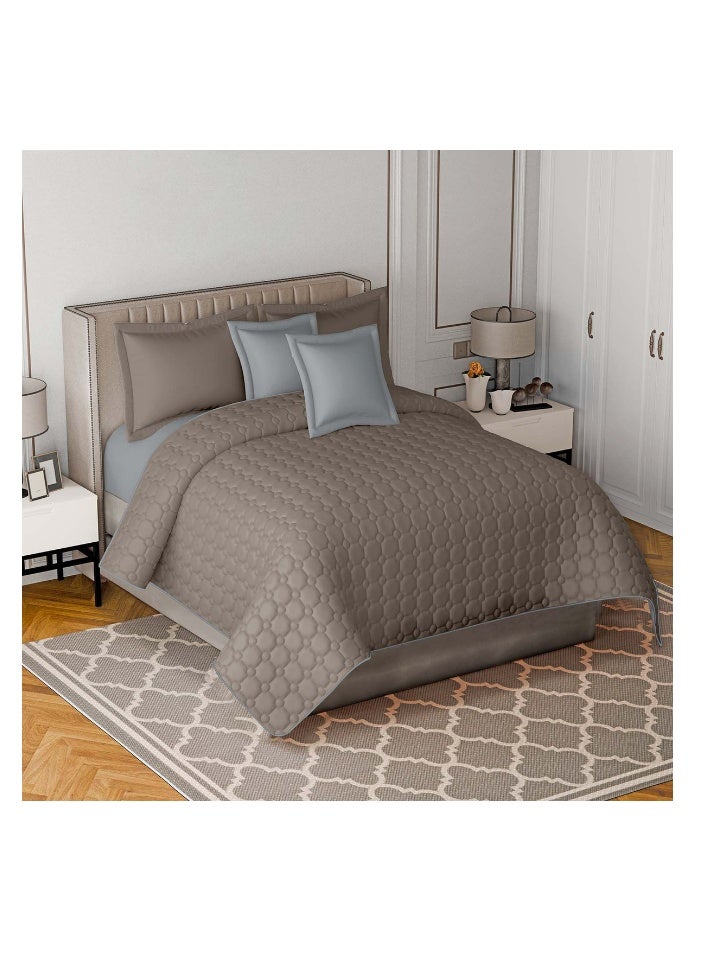 SMART HOME 100% Microfiber King Size Bedspread for Two People, Geometric Design Bed Cover, Reversible, Set of 6, King Size 250X230 cm  - Image 1