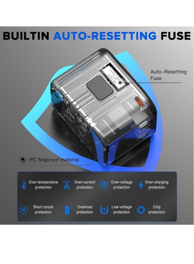 Universal Travel Adapter, GaN 100W International Charger with 1 USB Ports  4 USB-C PD Fast Charging Adaptor, Worldwide Wall Charger （Type A/C/G/I） - Image 3