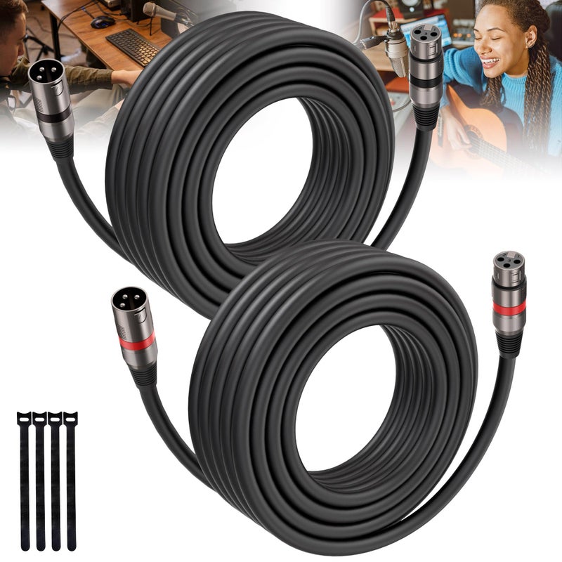 XLR Cables 25FT8M 2 Packs Premium Heavy Duty Balanced Microphone Cable with 3Pin XLR Male to Female Microphone Cord Connector Compatible with MicrophonesMixerSpeaker SystemsPreamps and More