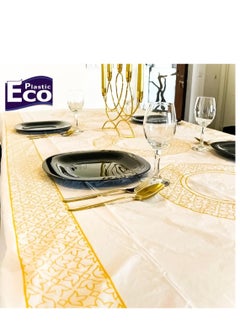 ECO Plastic sufra printed table sheet rolls 5KG gold color, Daily Table Cover Roll,  Size 100x120cm  - Image 2