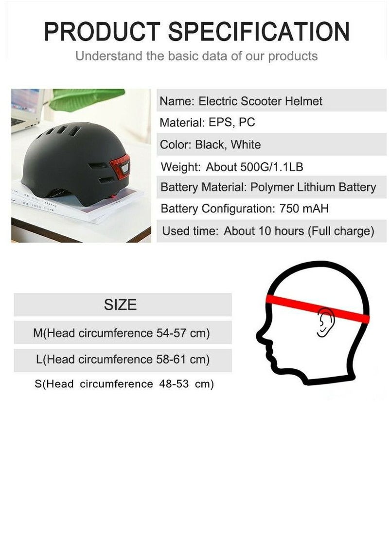 Outdoor Sports - Helmet with front and back Chargeable Led Lamp Lights MTB Bike  Skates and Scooter  Helmet for Unisex - Image 1