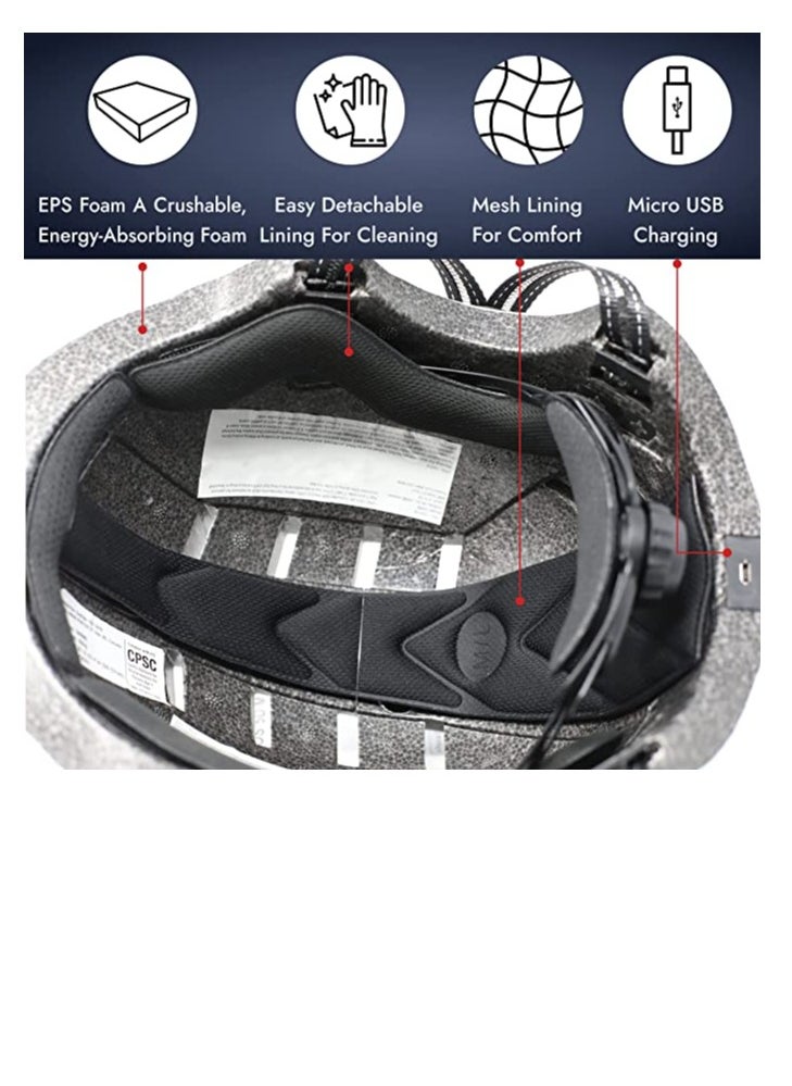 Outdoor Sports - Helmet with front and back Chargeable Led Lamp Lights MTB Bike  Skates and Scooter  Helmet for Unisex - Image 1