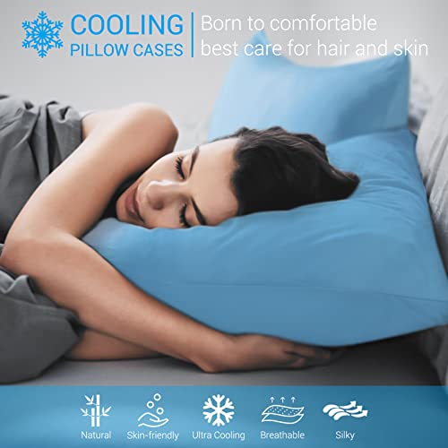 Avolare Cooling Pillow Cases, Arc-Chill Q-max>0.5 Cool Pillowcases for Hot Sleepers, Soft Silky 20" x 30" Summer Pillow Cover with Zipper (Blue, Standard & Queen Size) - Image 3