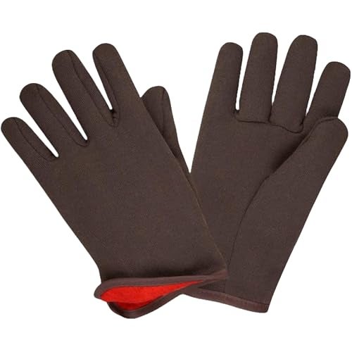 Cordova 1600 Red Lined Gloves, Slip-On Style, Brown Jersey, Large, 12-Pack - Image 1