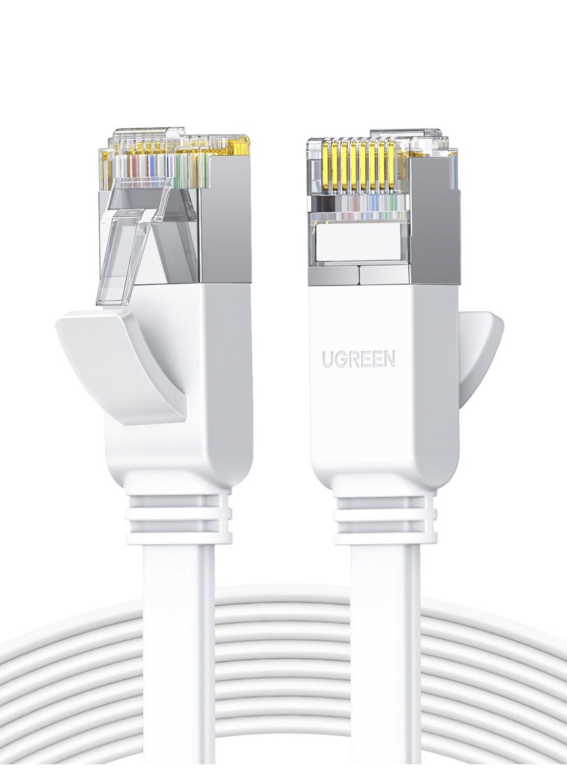 Ugreen Ethernet Cable Cat6 Flat 5M Gigabit Network Cable 5Gbps High Speed Internet Shielded RJ45 Ethernet Patch Cable Compatible With Laptop, PC, PS5, PS4, TV, Modem, Router & Switch White - Image 1
