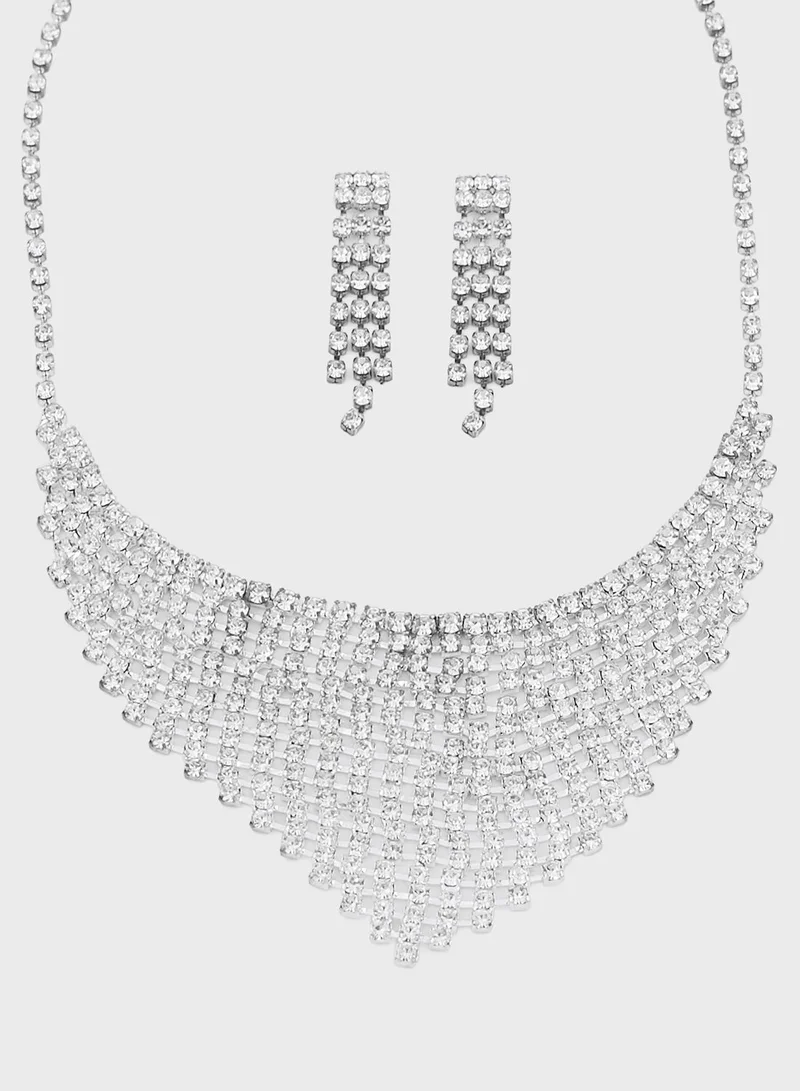 Ella Limited Edition Rhinestone Necklace & Drop Earring Set