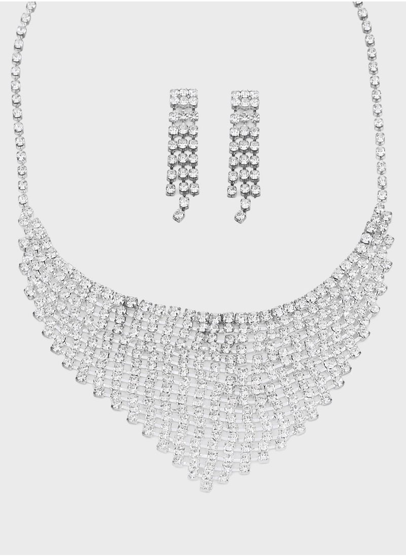 Ella Limited Edition - Rhinestone Necklace & Drop Earring Set - Image 1