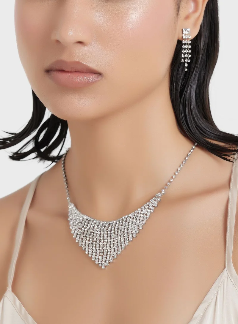 Ella Limited Edition Rhinestone Necklace & Drop Earring Set