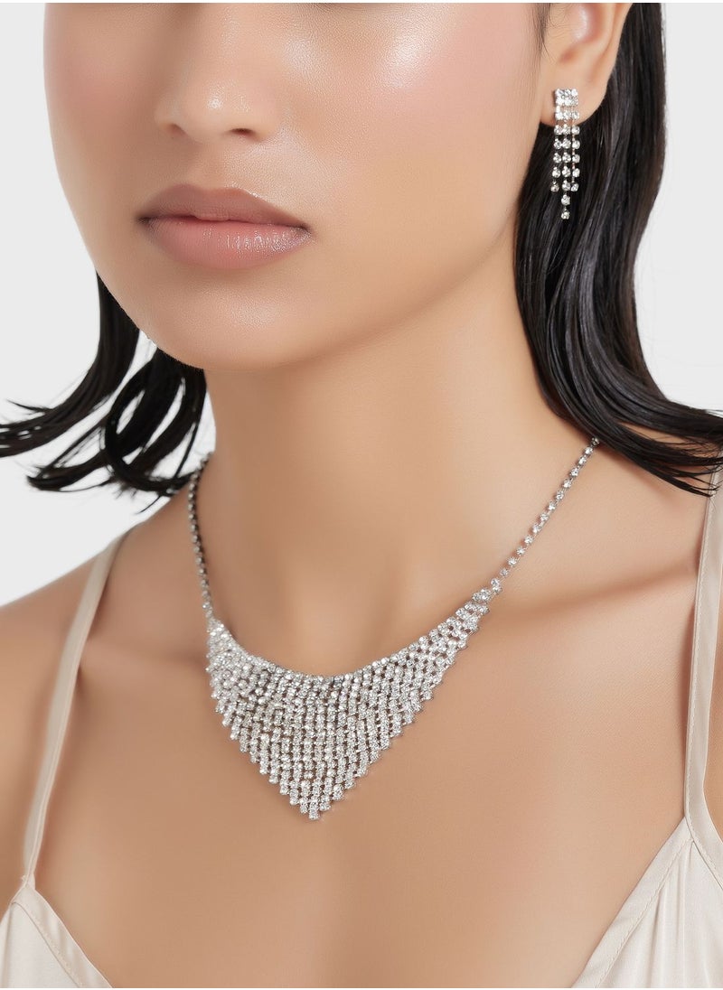 Ella Limited Edition - Rhinestone Necklace & Drop Earring Set - Image 1