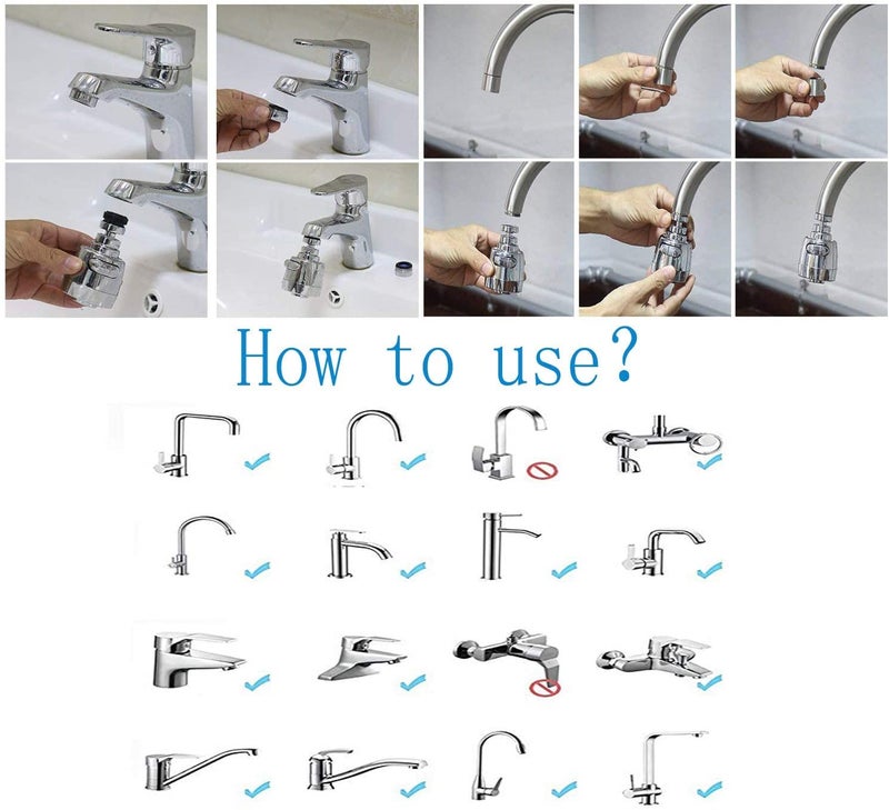 TOMATUS® 2 Pcs 360 Degree Swivel Water Faucet Aerator Nozzle Filter Water Saving Tap Diffuser Kitchen Accessories - Image 5
