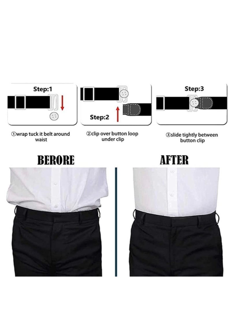 SYOSI - Upgrade Men Shirt Stays Shirt Lock Bel Adjustable Elastic Shirt Holder Keeps Shirt Tucked in for Police Military Black Free Size - Image 1