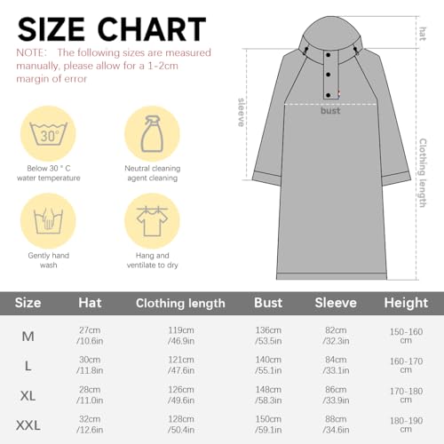 PALAY® Long Rain Coat, Waterproof Raincoat for Women Reusable Hooded Rain Poncho with Wide Brim Lightweight Raincoat for Hiking, Travel, Motorcycle Riding, L - Image 2