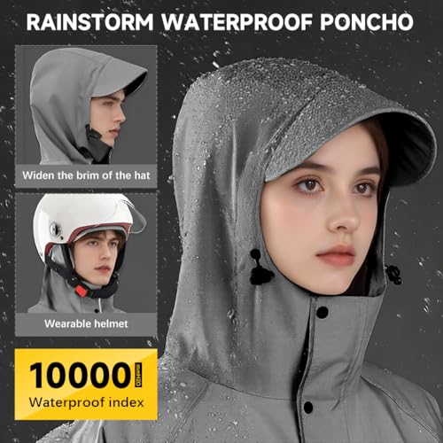 PALAY® Long Rain Coat, Waterproof Raincoat for Women Reusable Hooded Rain Poncho with Wide Brim Lightweight Raincoat for Hiking, Travel, Motorcycle Riding, L - Image 3