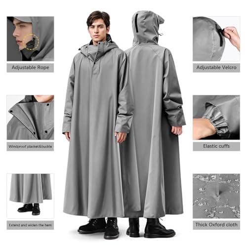 PALAY® Long Rain Coat, Waterproof Raincoat for Women Reusable Hooded Rain Poncho with Wide Brim Lightweight Raincoat for Hiking, Travel, Motorcycle Riding, L - Image 5