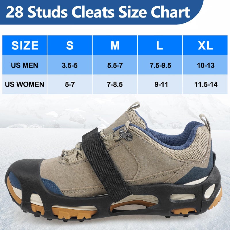 JSHANMEI Ice Cleats, Crampons Ice Cleats for Shoes and Boots Men Women Kids, Anti Slip 28 Shoe Spikes for Snow and Ice, Non Slip Snow Cleats with Straps for Winter Walking Hiking Fishing - Image 5
