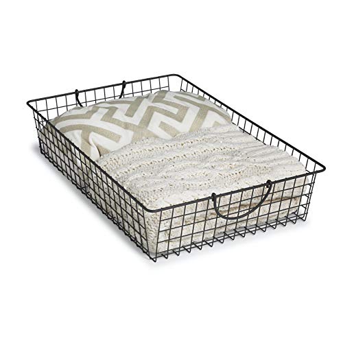 Spectrum Stowaway Wire Large Basket Industrial Gray  Storage Bin  Dcor for Bathroom Closet Pantry Under Sink Toy Shelf Kitchen  Nursery Organization
