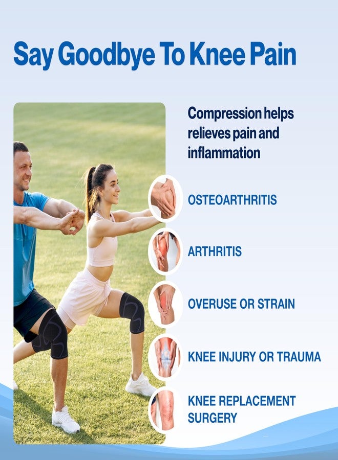 Modvel 2 Pack Knee Brace for Women & Men - Workout Knees Compression Sleeve for Knee Pain Relief Joint Support for ACL, Arthritis, Meniscus Tear Knees Brace for Sports, Rodilleras para Gym Fitness - Image 2