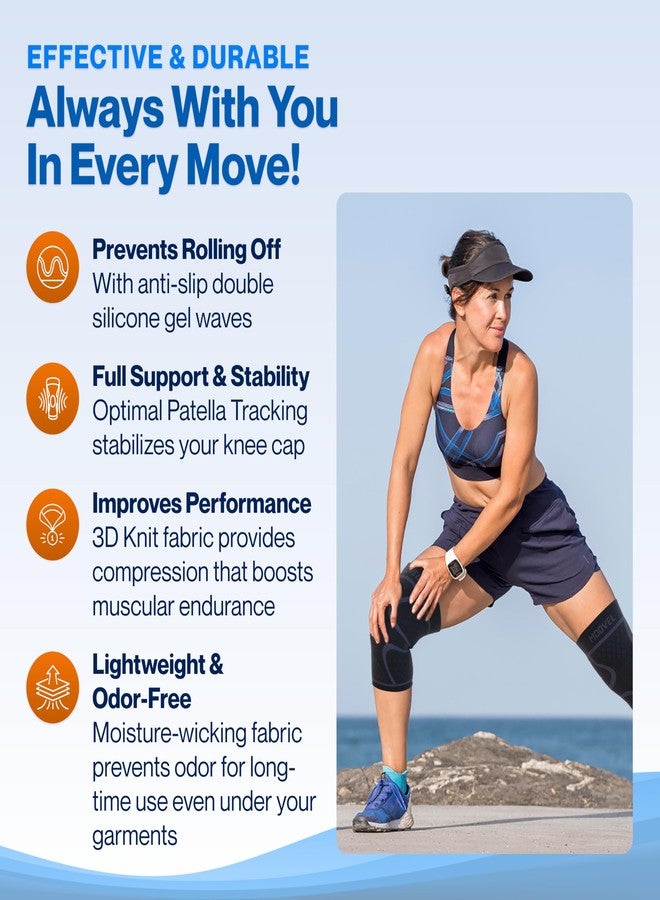 Modvel 2 Pack Knee Brace for Women & Men - Workout Knees Compression Sleeve for Knee Pain Relief Joint Support for ACL, Arthritis, Meniscus Tear Knees Brace for Sports, Rodilleras para Gym Fitness - Image 5