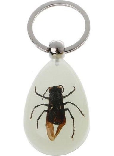 Bee Keychain in Drop Resin Phosphorescent