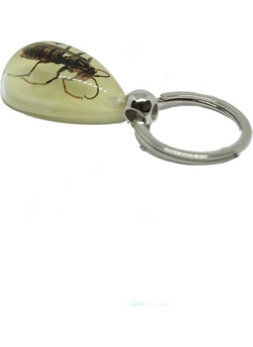 Bee Keychain in Drop Resin Phosphorescent
