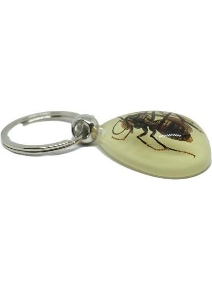 Bee Keychain in Drop Resin Phosphorescent