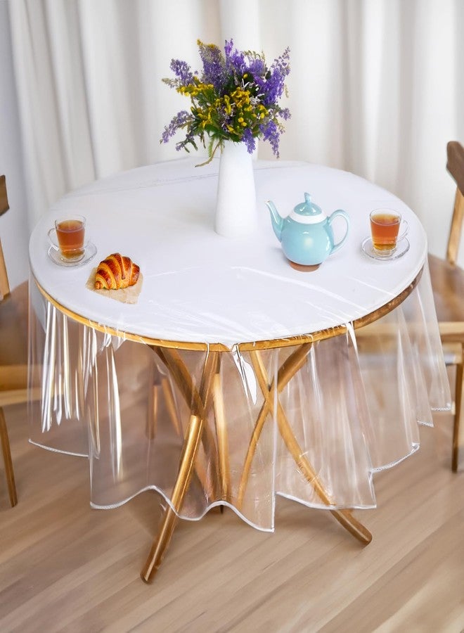 Besti Round Table Plastic Covers - Spill-Proof PVC Round Tablecloth - Versatile Cover for Coffee & Dining Table, Crystal Clear Protector - Available in 3 Size Variations (60") - Image 1
