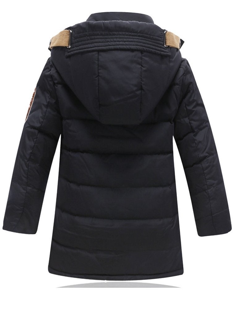 Mallimoda Big Boy's Hooded Bubble Jacket Heavyweight Solid Puffer Coat Style 1 Black Size 9-10 Years - Image 2