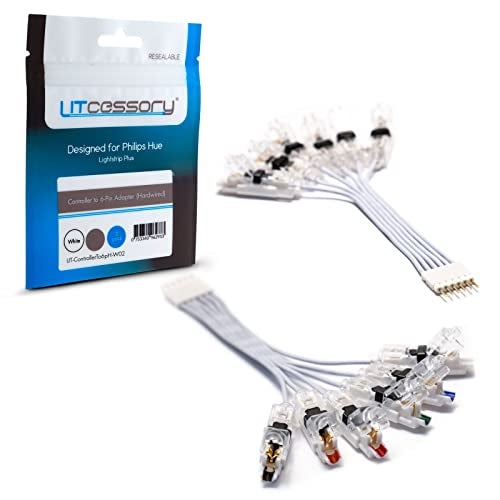 Litcessory Controller to 6-Pin Adapter for Philips Hue/WiZ Lightstrip (Hardwired Version, White - STANDARD 6-PIN V3 / WiZ Lightstrip) - Image 1