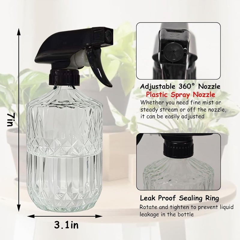 YYTSGG Clear Glass Handheld Spray Bottle, 15oz Refillable Plant Mister Bottle, Water Spray Bottle with Adjustable Mist Nozzle for Indoor Flowers, Outdoor Gardening, Cleaning, Hair and Pets Care - Image 2